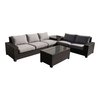 Courtyard Casual St Lucia 5 pc Sectional Set with Armless Middle Chair to Ext Corner End
