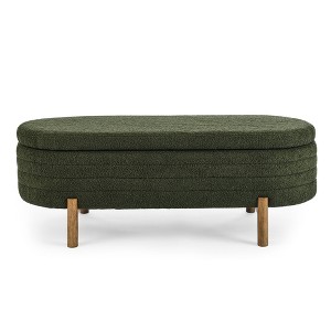 FURNIinspire Ottomans And Benches Elegant Ottoman Oval Storage Bench With Rubber Wood Legs, Covered With Foam Material, Green
, 46.06"*17.72"*16.34" - 1 of 4