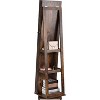 360° Swivel Jewelry Cabinet Rotatable Vanity Mirror Jewelry Storage Organizer With Key For Living Room Bedroom brown - 3 of 4