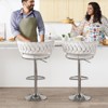 Hooseng Adjustable Bar Stools Set of 2, Velvet Upholstered Bar Stools with Black Metal Legs and 360°Swivel - 3 of 4