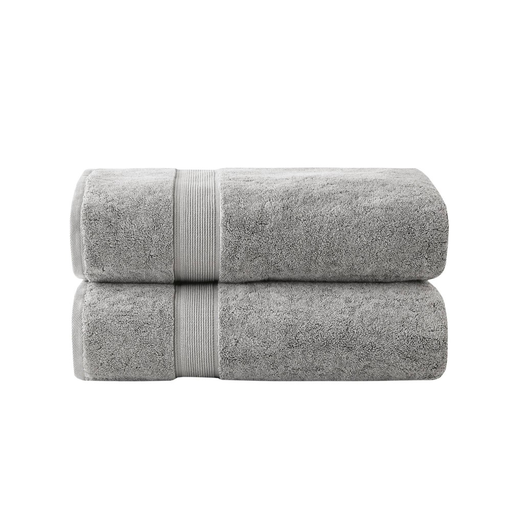 Photos - Towel 2pc Cotton Bath Sheet Set Silver - Madison Park