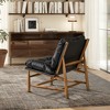 31.5" Leather Mid-Century Modern Accent Chair with Removable Cushions and Rubberwood Frame - 3 of 4