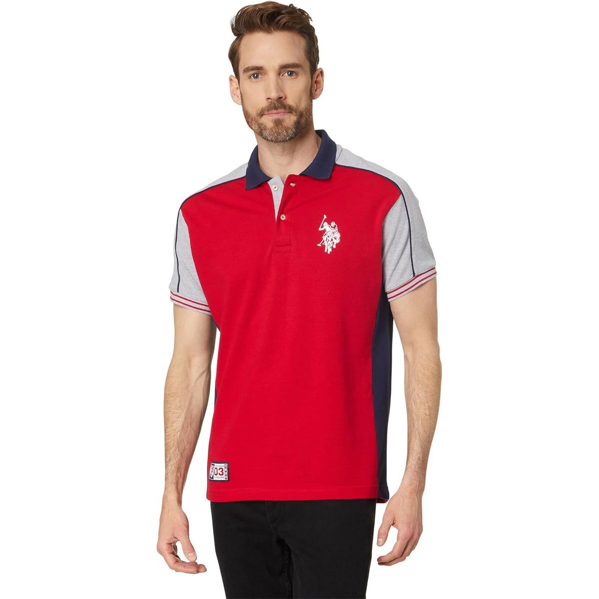 U.S. Polo Assn. Men's Slim Fit Double Collar Pique Polo Shirt - thumbnail 4