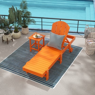 WestinTrends Malibu 2 Piece Adirondack Poly Reclining Chaise Lounge With Wheels