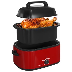 Heynemo Electric Turkey Roaster Oven with Visible Glass Lid, with Removable Pan & Rack, Stainless Steel - 1 of 4