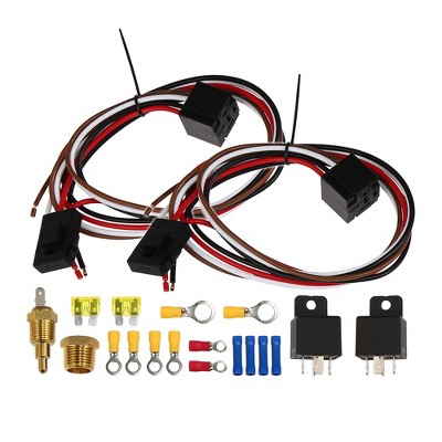 Unique Bargains Dual Electric Fan Relay Kit with Thermostatic Switch Radiator Cooling Car Fan Wiring Kit Controller 185 on 175 Off 40A 1Set