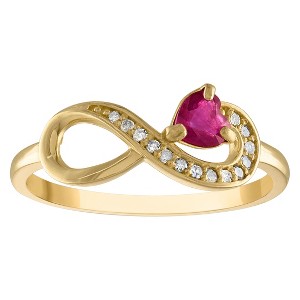 Designs By Gioelli 10K Yellow Gold Ruby Heart And .07 cttw Diamond Infinity Ring - 1 of 3