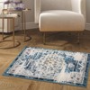 2x3 Vintage Rug Non Slip - Floral Doormat for Front Door, Kitchen, Bedroom (Blue) - 3 of 4