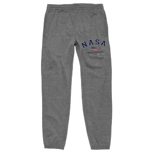 NASA Text and Flag Men's Athletic Heather Gray Graphic Sweatpants - 1 of 3