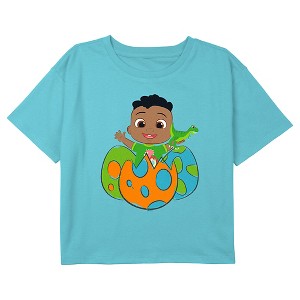 Girl's Cocomelon Cody and Dinosaur Eggs Crop Top T-Shirt - 1 of 3