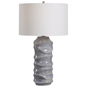 Uttermost Waves Blue & White Table Lamp with Sculpted Ceramic Base & Nickel Accents, 27.5"H - 1 of 4