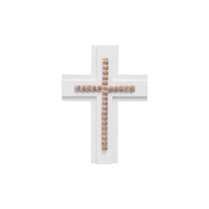 White Cross with Wood Beads Wall Décor  - Foreside Home & Garden - 1 of 4
