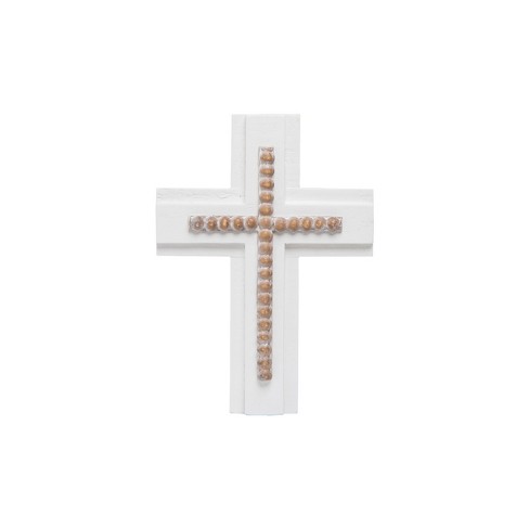 White Wood And Bead Cross Foreside Home And Garden Target