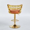 PDTEND Modern Bar Tools Set Of 2 with Golden Color Iron Tube Legs, Soft Cushions and Comfortable Backrest in Orange - 4 of 4