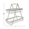 Storied Home Decorative Metal 2-Tier Tray with Rattan Wrapped Handle, White - 2 of 2