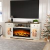 Dyonery Fireplace TV Stand for 80-inch TV, Modern Media Console with 36-inch Mantel and LED Lights, with Storage Drawers and Cabinet, White - 3 of 4