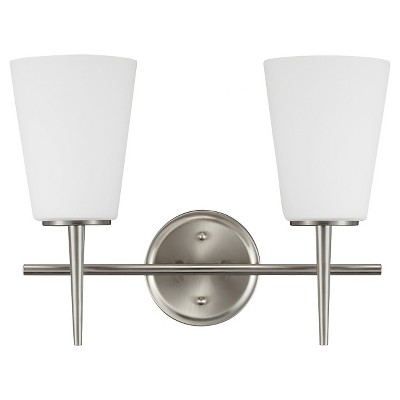 15.5" Driscoll Two Light Wall / Bath Brushed Nickel - Sea Gull Lighting