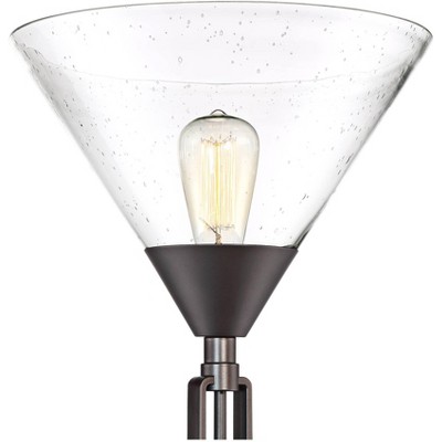 Adjustable Tiger Bronze Edison Floor Lamp with Seedy Glass Shades