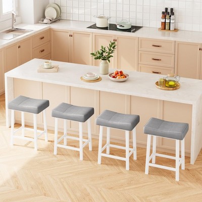 Whizmax Counter Height Bar Stools Set of 4, 24" Barstools for Kitchen Island Counter, Upholstered Padded Barstools with Curved Surface, Easy Assembly