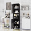 Double Door Narrow Height Slim Floor Standing Cabinet with 2 Adjustable Shelves-Black - 2 of 4