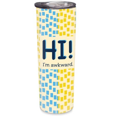 Elanze Designs Hi I'm Awkward Yellow Blue 20 ounce Stainless Steel Travel Tumbler
