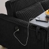 Okak Modern Corduroy Pull-out Sofa Bed Convertible Loveseat Sleeper Couch Futon with Movable Tabletop & USB ports for Living Room Bedroom, Black - 4 of 4