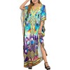 LA LEELA Women Dailywear Maxi Plus Size Ethnic Caftan Casual Long Slit Dress Loungewear Dashiki Dresses for Women One Size Multi,Abstract - 3 of 4