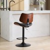 KTMBDW Bar Stools, Adjustable PU Leather Swivel Barstools, Walnut Counter Stools with Back and Footrest, Counter Height Barstools for Bar, Kitchen - 3 of 4