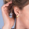 Radiant Reverie: 14k Yellow Gold Plated Heart Dangle Earrings Adorned with Sparkling Cubic Zirconia, Exuding Timeless Elegance and Sophistication - 3 of 3