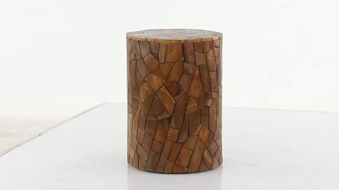 Contemporary Teak Wood Accent Table Dark Brown - Olivia &#38; May, 2 of 8, play video