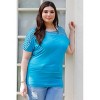 Slickblue Plus Size Striped Top for Women, Bell Short Sleeves, Round Neck Tee, Color and Size Options - 2 of 4