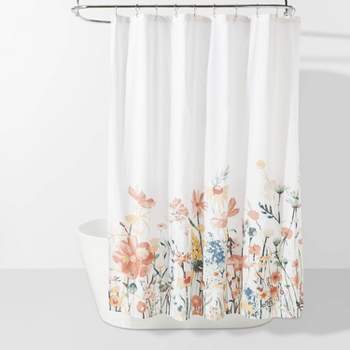 Kate Aurora Angelique Watercolor Floral Fabric Shower Curtain
