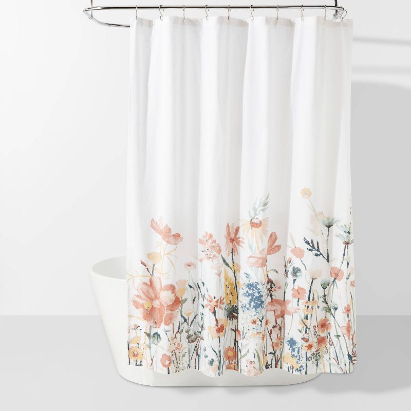 Watercolor Engineered Floral Shower Curtain - Threshold&#8482;, 1 of 9