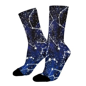 Constellation Fabric Women Printed Crew Socks Funny Funky Socks Soft Polyester Novelty Gifts for Artists Men - 1 of 1