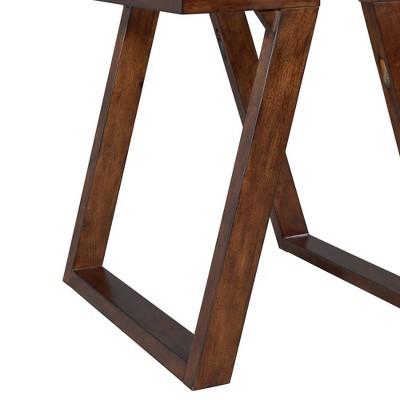 Transitional Dark Espresso Square End Table with Glass Top