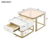 NicBex Set of 2 Tempered Glass Coffee Table Center Nesting Tables with Drawers for Living Room - 3 of 4