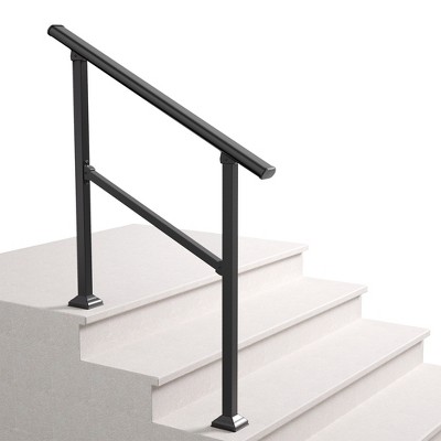 Black Wrought Iron Stair Railing Kit Handrails for Outdoor Steps