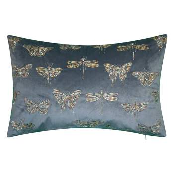 13"x20" Oversize Embroidered Butterflies and Moths Lumbar Throw Pillow - Edie@Home