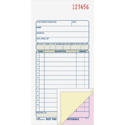 Adams Sales Order Book 3-Part 3-11/16"x7-3/16" 50/Book TC3705