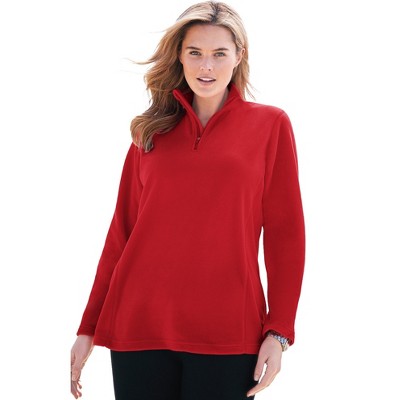 Woman Within Plus Size Microfleece Quarter-Zip Pullover