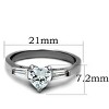Slickblue Women's Three-Stone Stainless Steel Ring, Heart-Shaped Clear CZ Center, Polished No-Plating Finish, size 5-10 - 2 of 4