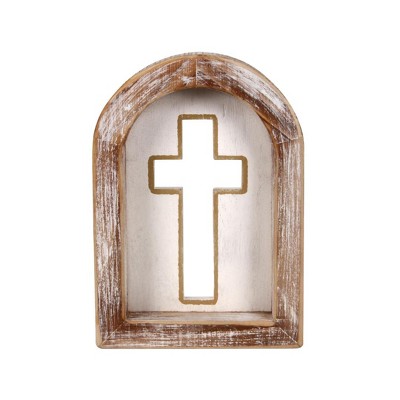 Transpac Wood/MDF Gold Cross Decor Home Decorations Spring