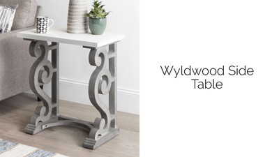 Rustic Brown and White Solid Wood Farmhouse Chic Side Table