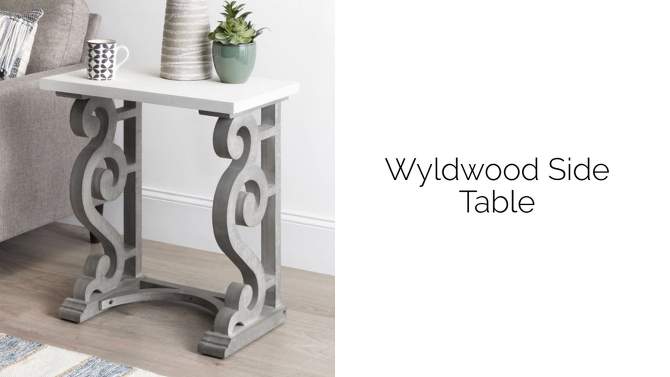 Kate and Laurel Wyldwood Rectangle Wood Side Table, 24x14x27.5, Rustic Brown and White, 2 of 9, play video