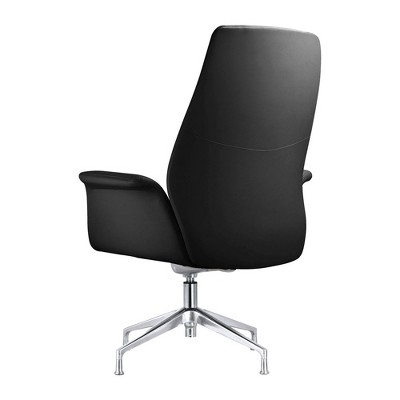 Summit Black Faux Leather Swivel Office Chair with Aluminum Frame