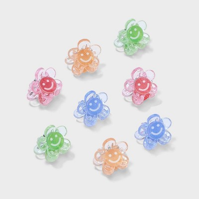 Image of Girls' 8pk Mini Claw Clips Smiley Flowers - Cat & Jack™