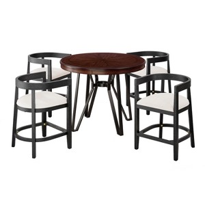 Christopher Knight Home Ember 5 Pieces Metal and Rubberwood Counter Height Dining Set - 1 of 4