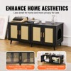 VEVOR Cat Litter Box Enclosure for 2 Cats, Litter Box Furniture Hidden with Rattan Decorated Doors, Wooden Cat Box Cabinet, Black - 3 of 4