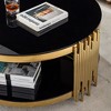 NicBex Stylish Double-Layer Metal Coffee Table with Tempered Glass Tabletop,Round End Table,Living Room Furniture - 4 of 4