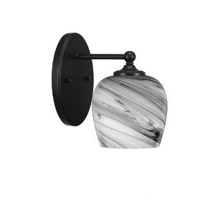 Toltec Lighting Capri 1 - Light Sconce in  Matte Black with 6" Onyx Swirl Shade - 1 of 1